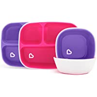Los mejores  - Munchkin Splash 4 piezas para su niño que incluye un plato divisorio y bol como set de cena- rosa-morado